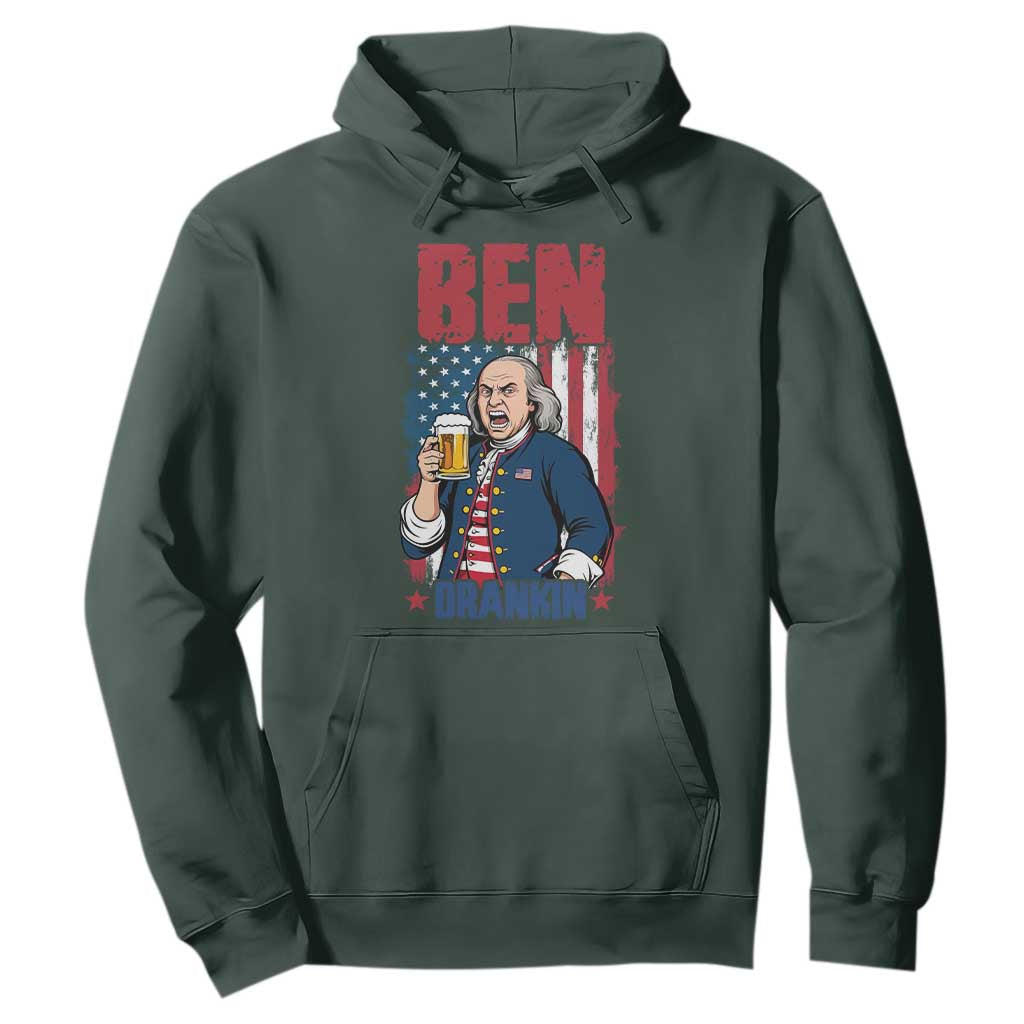 Benjamin Franklin Hoodie Funny Patriotic Founding Father TS12 Dark Forest Green Print Your Wear