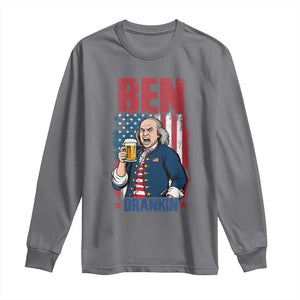 Benjamin Franklin Long Sleeve Shirt Funny Patriotic Founding Father TS12 Charcoal Print Your Wear