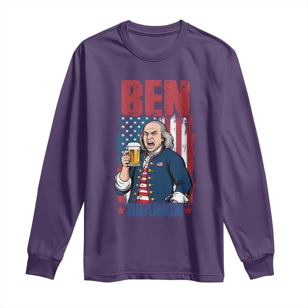 Benjamin Franklin Long Sleeve Shirt Funny Patriotic Founding Father TS12 Purple Print Your Wear