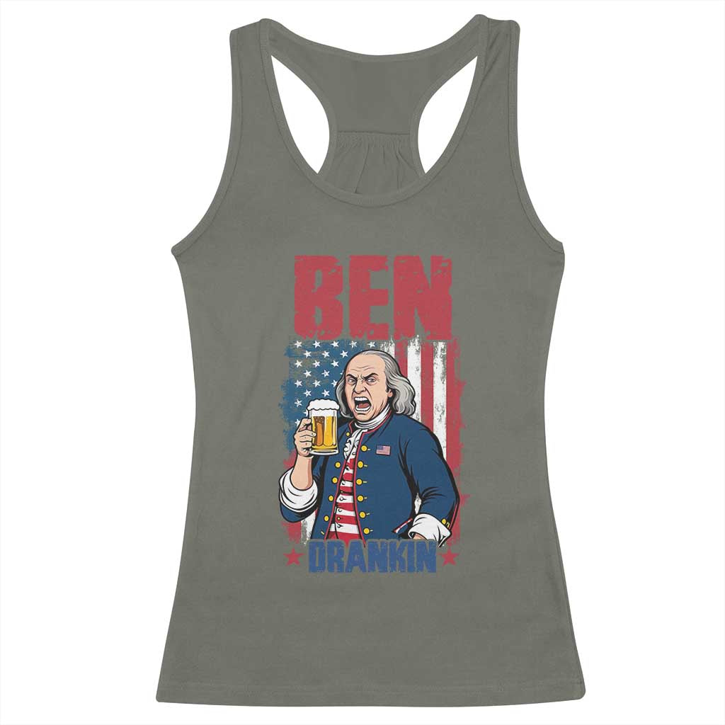 Benjamin Franklin Racerback Tank Top Funny Patriotic Founding Father TS12 Military Green Print Your Wear