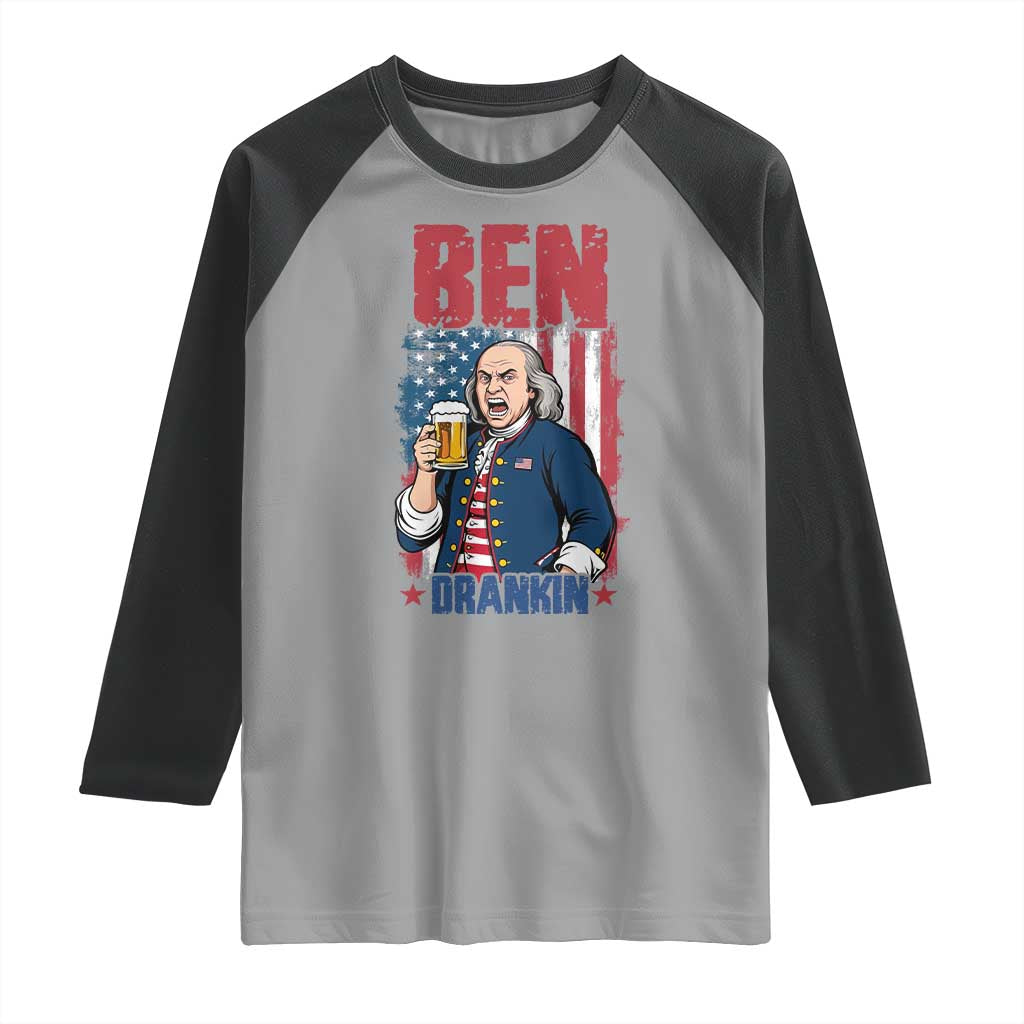 Benjamin Franklin Raglan Shirt Funny Patriotic Founding Father TS12 Sport Gray Black Print Your Wear