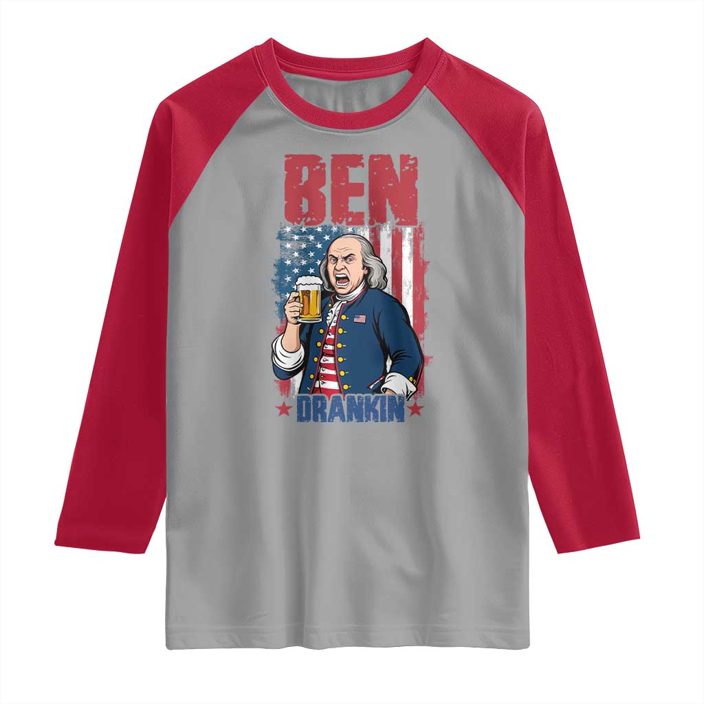 Benjamin Franklin Raglan Shirt Funny Patriotic Founding Father TS12 Sport Gray Red Print Your Wear