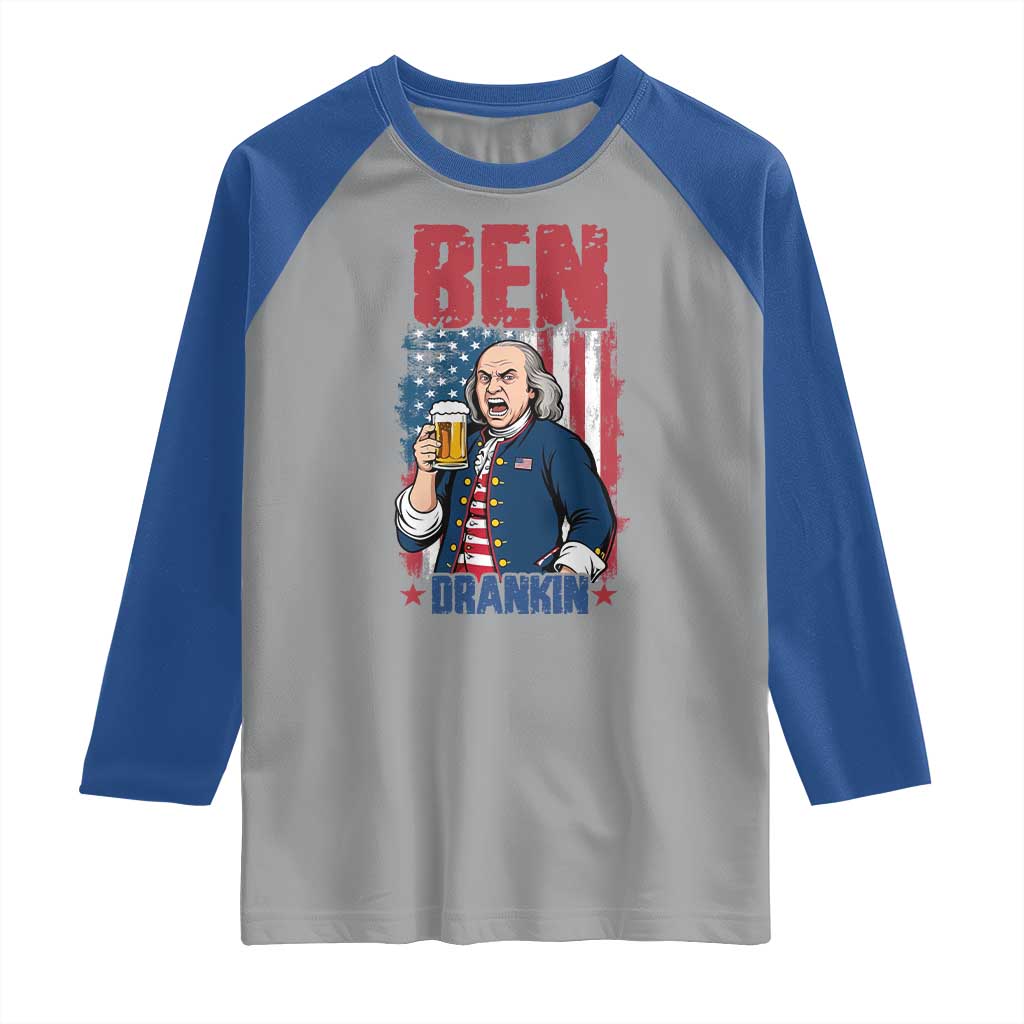 Benjamin Franklin Raglan Shirt Funny Patriotic Founding Father TS12 Sport Gray Royal Print Your Wear
