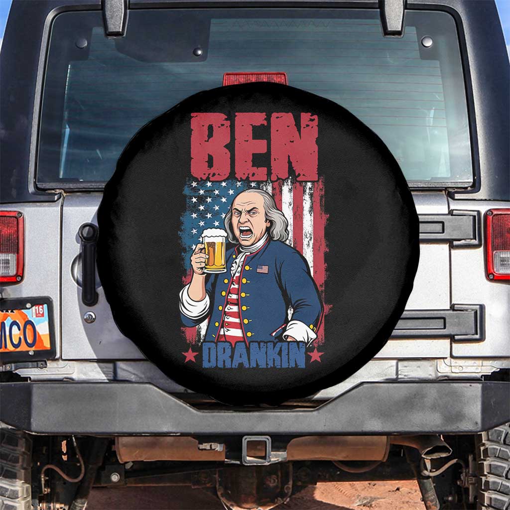 Benjamin Franklin Spare Tire Cover Funny Patriotic Founding Father TS12 No hole Black Print Your Wear