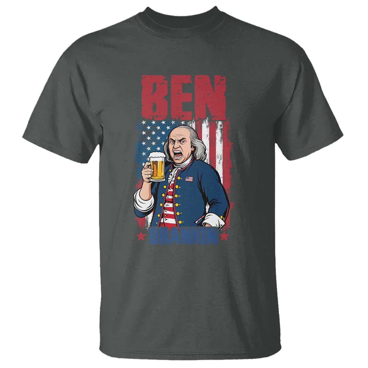 Benjamin Franklin T Shirt Funny Patriotic Founding Father TS12 Dark Heather Print Your Wear