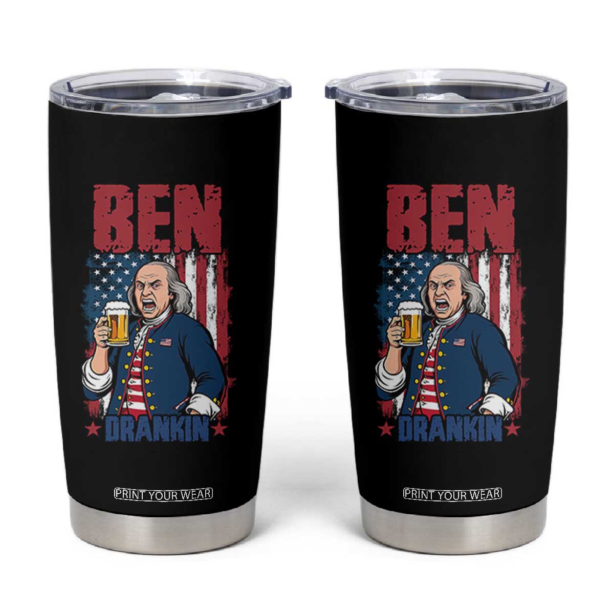 Benjamin Franklin Tumbler Cup Funny Patriotic Founding Father TS12 Black Print Your Wear