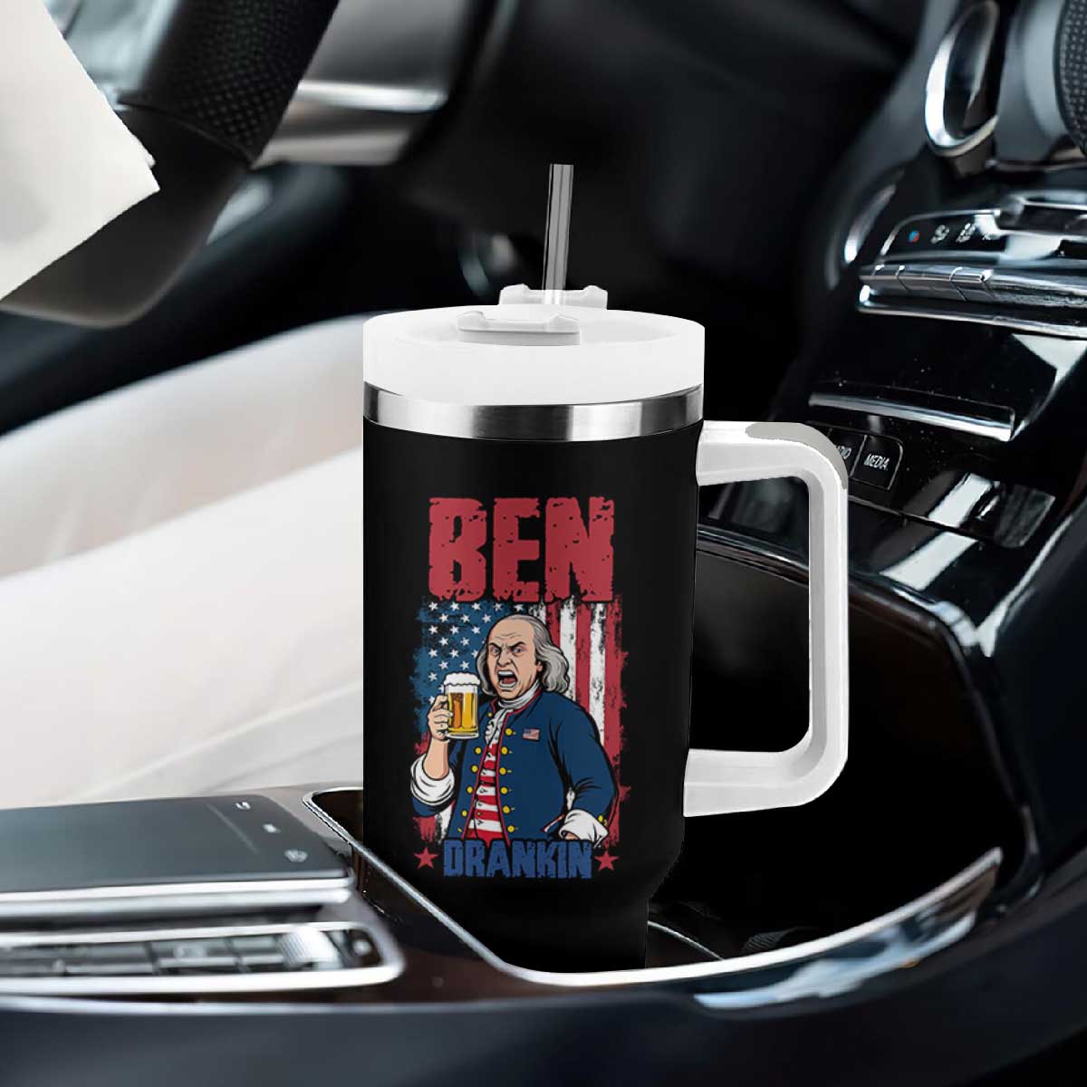 Benjamin Franklin Tumbler With Handle Funny Patriotic Founding Father TS12 Print Your Wear