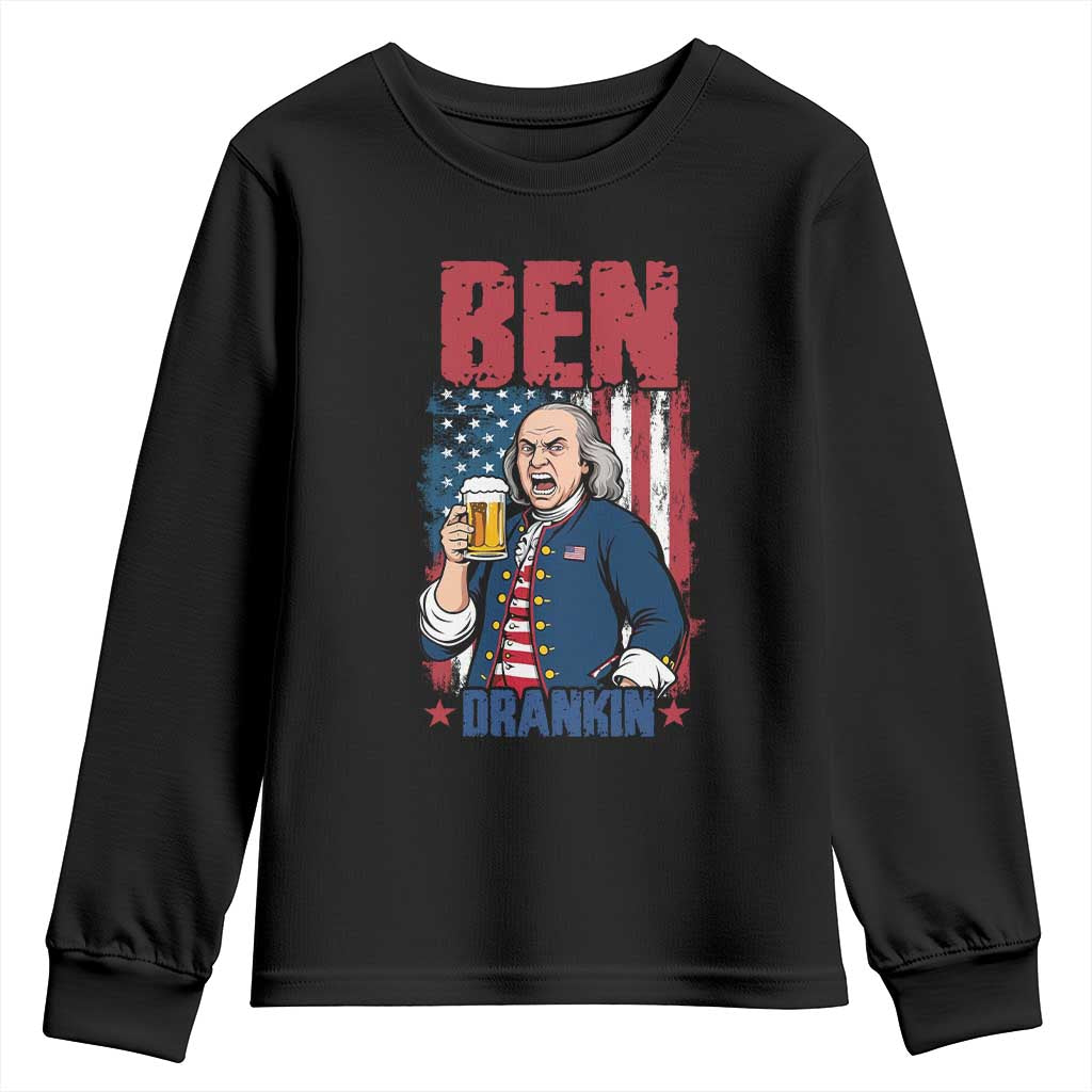 Benjamin Franklin Youth Sweatshirt Funny Patriotic Founding Father TS12 Black Print Your Wear