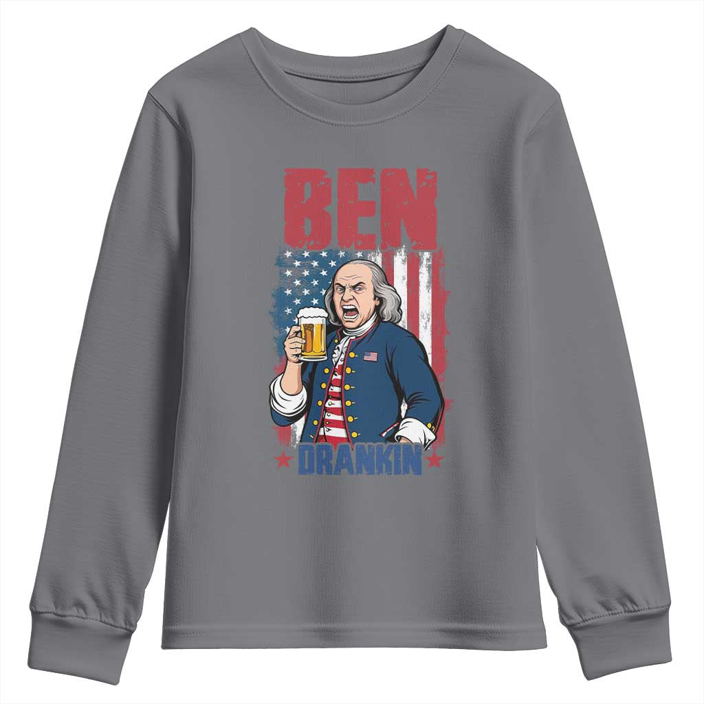 Benjamin Franklin Youth Sweatshirt Funny Patriotic Founding Father TS12 Charcoal Print Your Wear