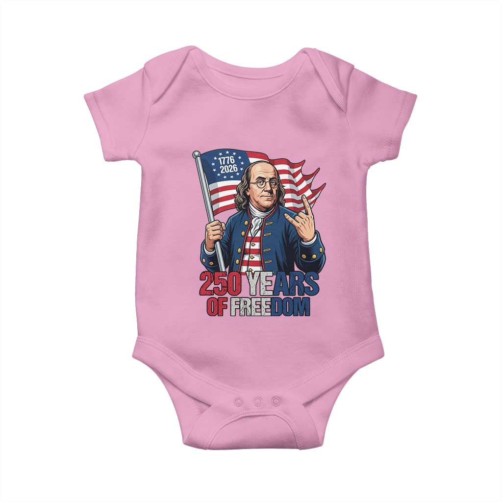 Patriotic Benjamin Franklin Baby Onesie 250 Years Of Freedom TS12 Light Pink Print Your Wear