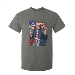 Patriotic Benjamin Franklin T Shirt For Kid 250 Years Of Freedom TS12 Military Green Print Your Wear