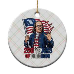 Patriotic Benjamin Franklin Ceramic Ornament 250 Years Of Freedom TS12 1pc Christmas Plaid Print Your Wear