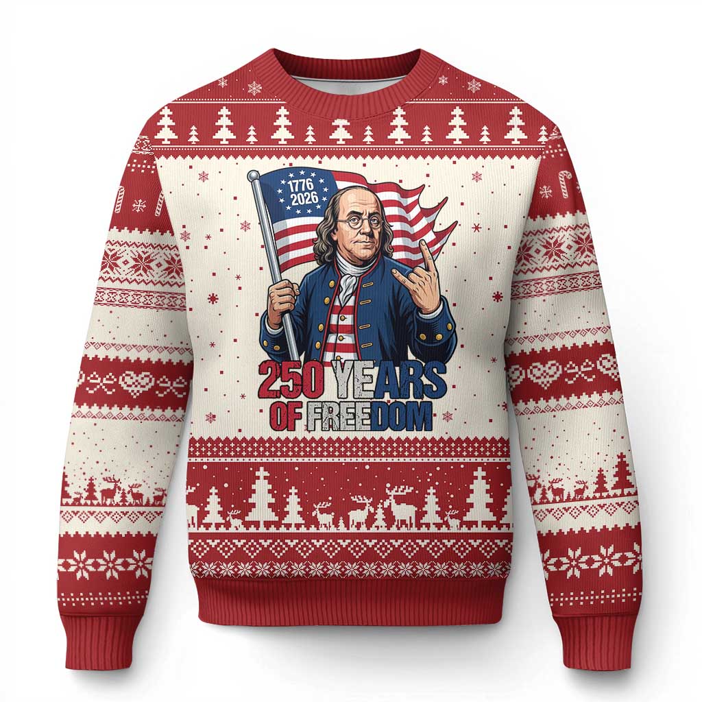 Patriotic Benjamin Franklin Ugly Christmas Sweater 250 Years Of Freedom TS12 Beige Red Print Your Wear