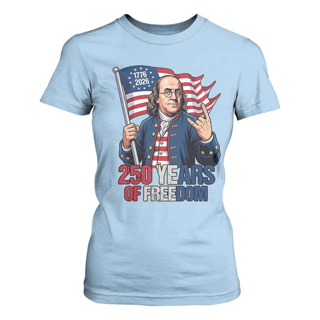 Patriotic Benjamin Franklin T Shirt For Women 250 Years Of Freedom TS12 Light Blue Print Your Wear