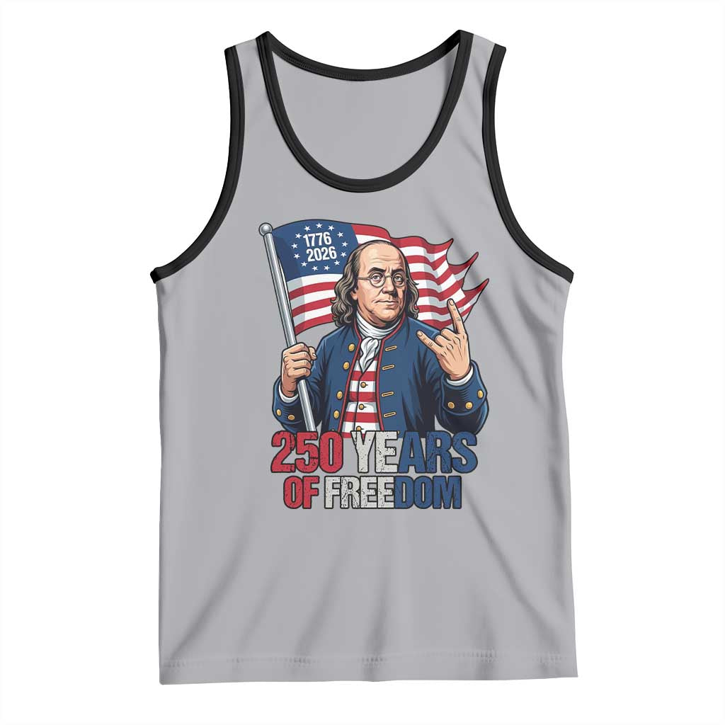 Patriotic Benjamin Franklin Tank Top 250 Years Of Freedom TS12 Athletic Heather Black Print Your Wear