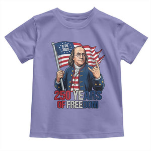 Patriotic Benjamin Franklin Toddler T Shirt 250 Years Of Freedom TS12 Violet Print Your Wear