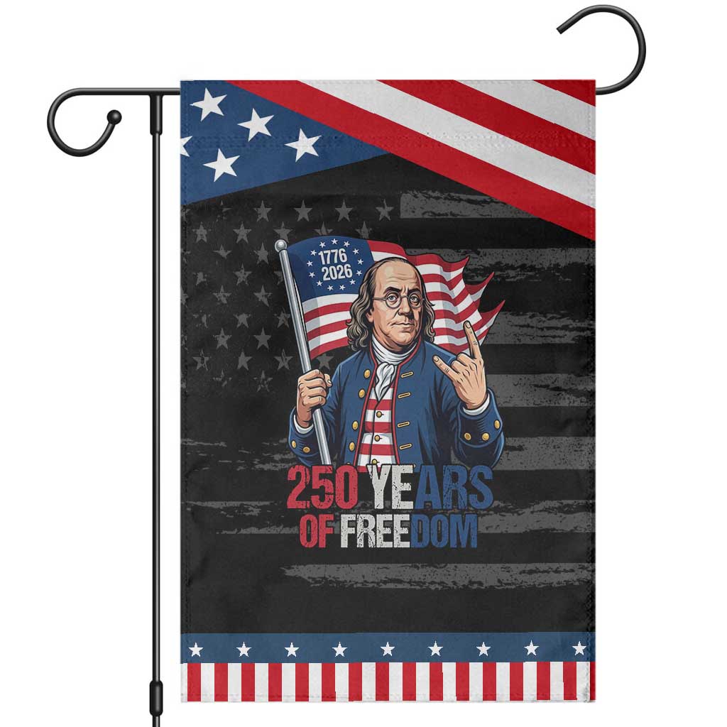 Patriotic Benjamin Franklin Garden Flag 250 Years Of Freedom TS12 Distressed Black Blue Print Your Wear