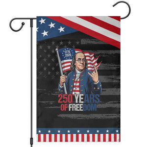 Patriotic Benjamin Franklin Garden Flag 250 Years Of Freedom TS12 Distressed Black Blue Print Your Wear