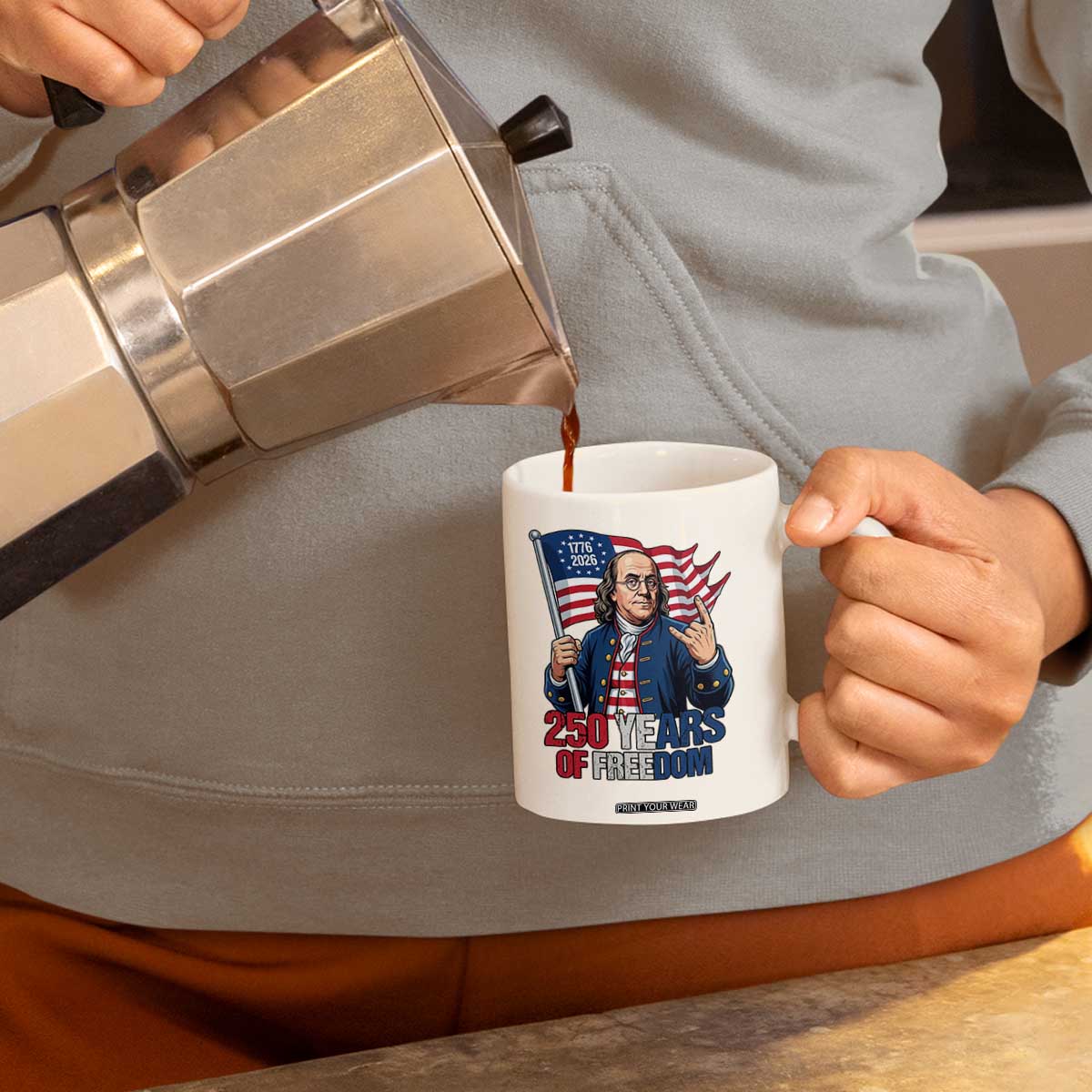 Patriotic Benjamin Franklin Coffee Mug 250 Years Of Freedom TS12 Print Your Wear