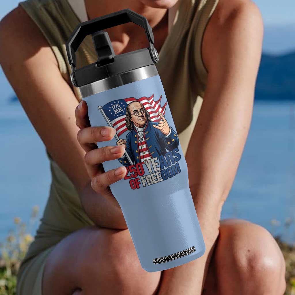 Patriotic Benjamin Franklin Flip Straw Tumbler 250 Years Of Freedom TS12 One Size: 30 oz Light Blue Print Your Wear