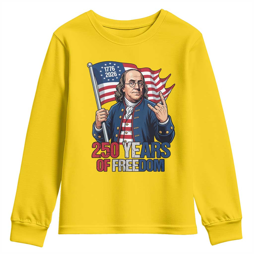 Patriotic Benjamin Franklin Youth Sweatshirt 250 Years Of Freedom TS12 Daisy Print Your Wear