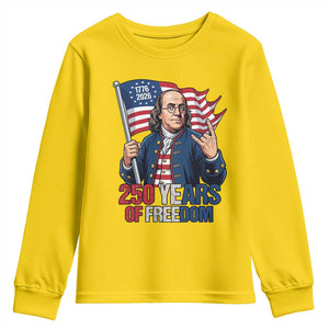 Patriotic Benjamin Franklin Youth Sweatshirt 250 Years Of Freedom TS12 Daisy Print Your Wear