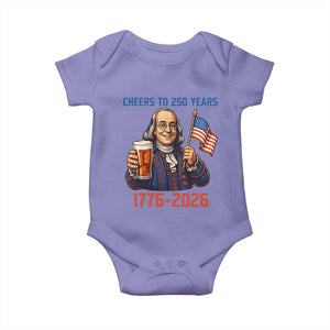 Funny Benjamin Franklin Baby Onesie Cheers To 250 Years TS12 Violet Print Your Wear