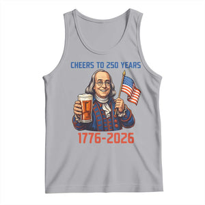 Funny Benjamin Franklin Tank Top Cheers To 250 Years TS12 Athletic Heather Print Your Wear