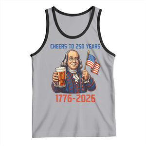 Funny Benjamin Franklin Tank Top Cheers To 250 Years TS12 Athletic Heather Black Print Your Wear