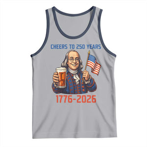 Funny Benjamin Franklin Tank Top Cheers To 250 Years TS12 Athletic Heather Navy Print Your Wear