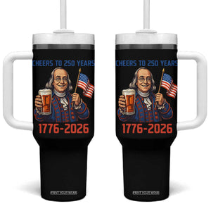 Funny Benjamin Franklin Tumbler With Handle Cheers To 250 Years TS12 One Size: 40 oz Black Print Your Wear