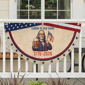Funny Benjamin Franklin Patriotic Fan Flag Cheers To 250 Years