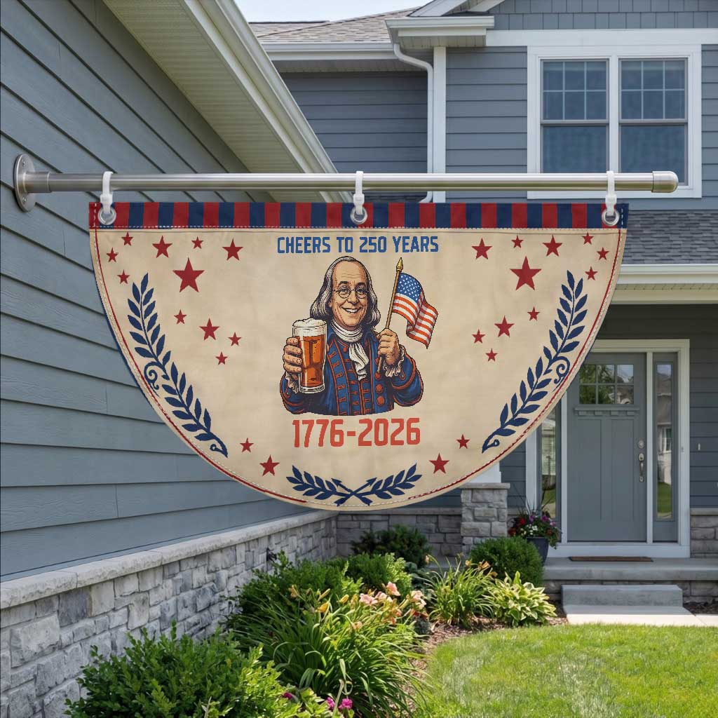 Funny Benjamin Franklin Patriotic Fan Flag Cheers To 250 Years