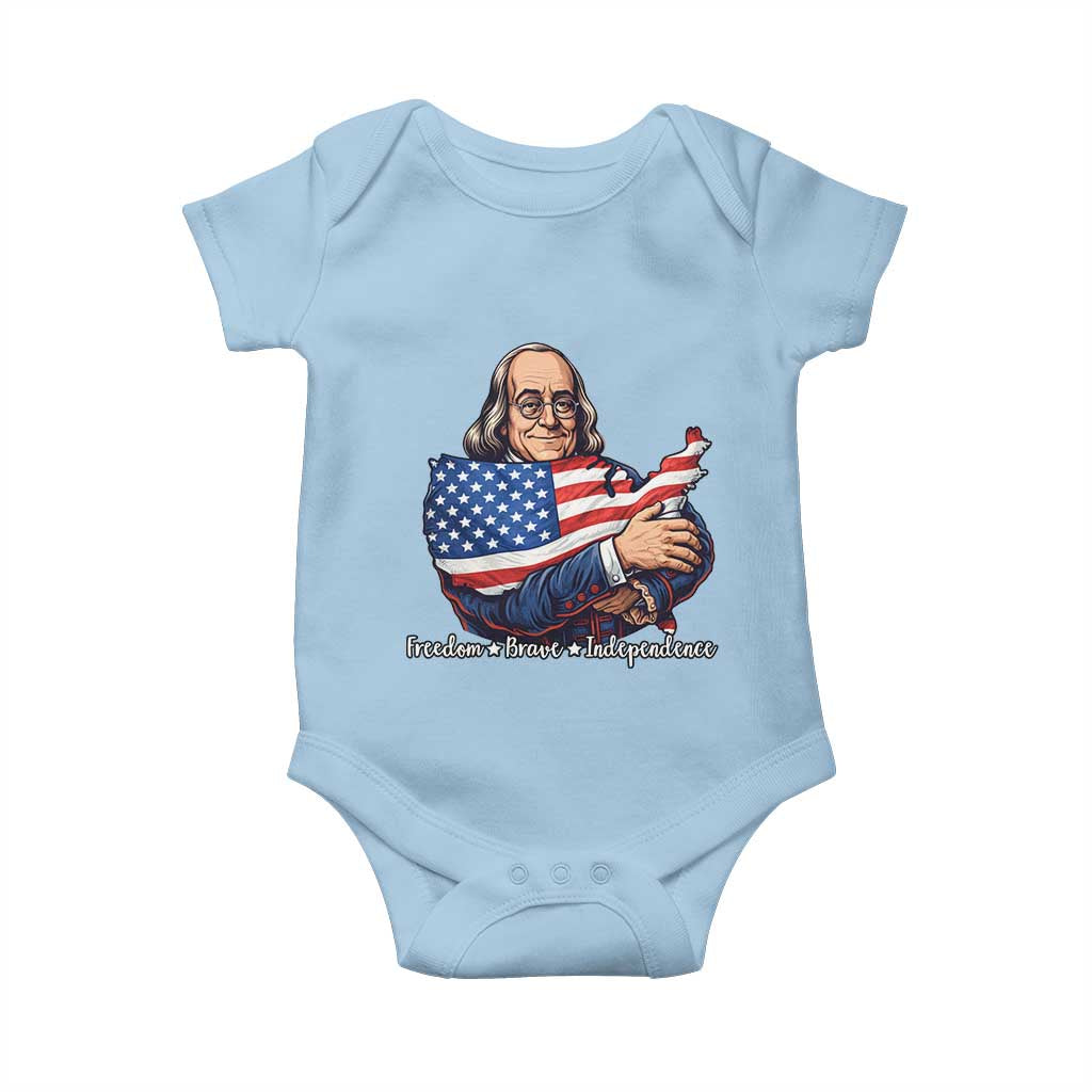 Benjamin Franklin Baby Onesie Freedom Liberty Independence American History TS12 Light Blue Print Your Wear