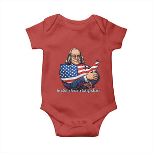Benjamin Franklin Baby Onesie Freedom Liberty Independence American History TS12 Red Print Your Wear