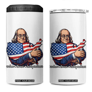 Benjamin Franklin 4 in 1 Can Cooler Tumbler Freedom Liberty Independence American History TS12 One Size: 16 oz White Print Your Wear