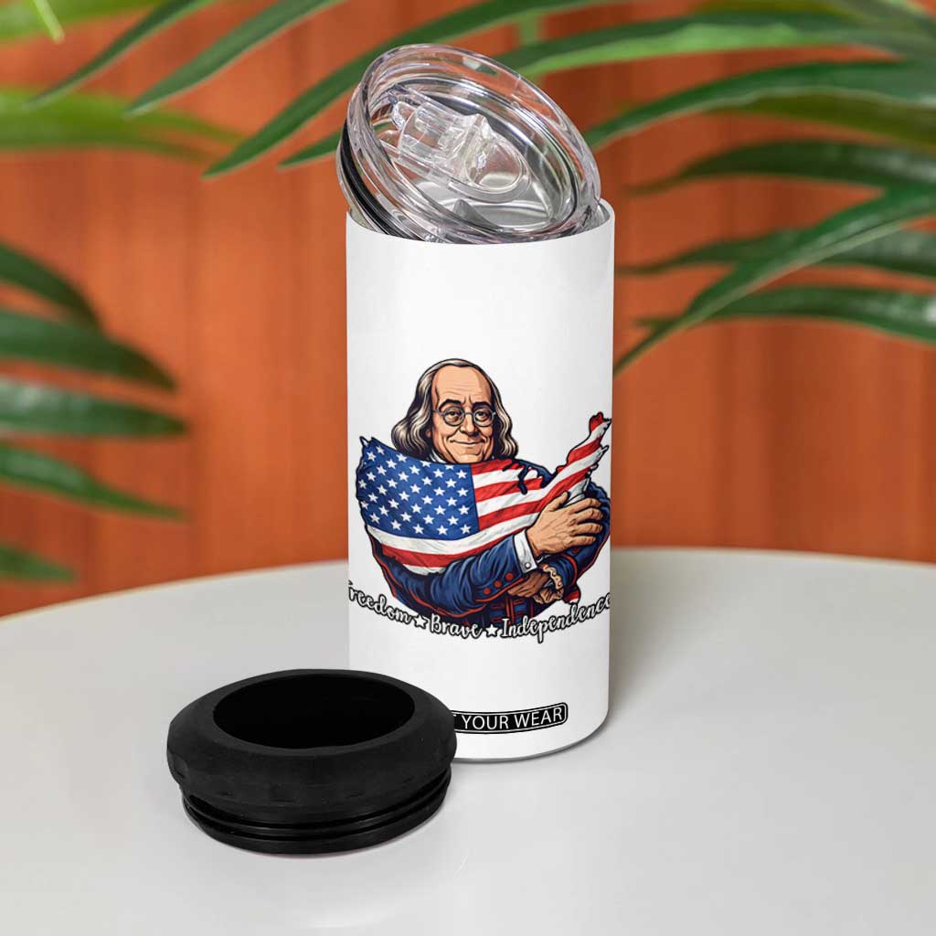 Benjamin Franklin 4 in 1 Can Cooler Tumbler Freedom Liberty Independence American History TS12 Print Your Wear