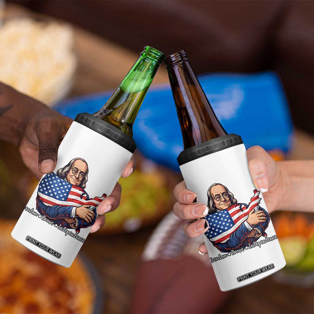 Benjamin Franklin 4 in 1 Can Cooler Tumbler Freedom Liberty Independence American History TS12 Print Your Wear