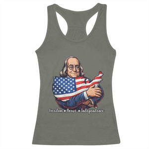 Benjamin Franklin Racerback Tank Top Freedom Liberty Independence American History TS12 Military Green Print Your Wear