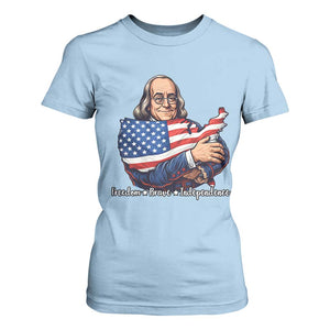 Benjamin Franklin T Shirt For Women Freedom Liberty Independence American History TS12 Light Blue Print Your Wear
