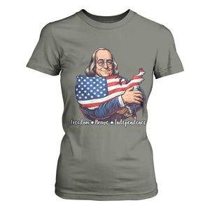 Benjamin Franklin T Shirt For Women Freedom Liberty Independence American History TS12 Military Green Print Your Wear
