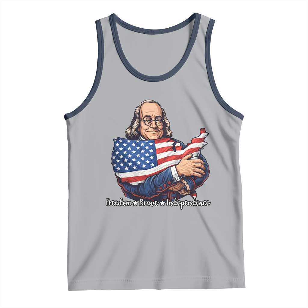 Benjamin Franklin Tank Top Freedom Liberty Independence American History TS12 Athletic Heather Navy Print Your Wear
