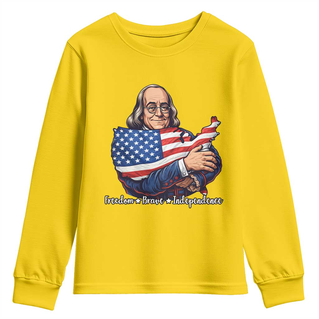 Benjamin Franklin Youth Sweatshirt Freedom Liberty Independence American History TS12 Daisy Print Your Wear