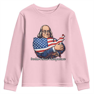 Benjamin Franklin Youth Sweatshirt Freedom Liberty Independence American History TS12 Light Pink Print Your Wear