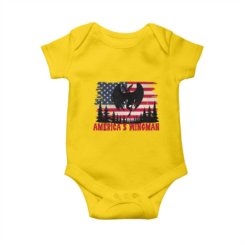 Mothman Americas Wingman Baby Onesie Funny Patriotic Cryptid TS12 Daisy Print Your Wear