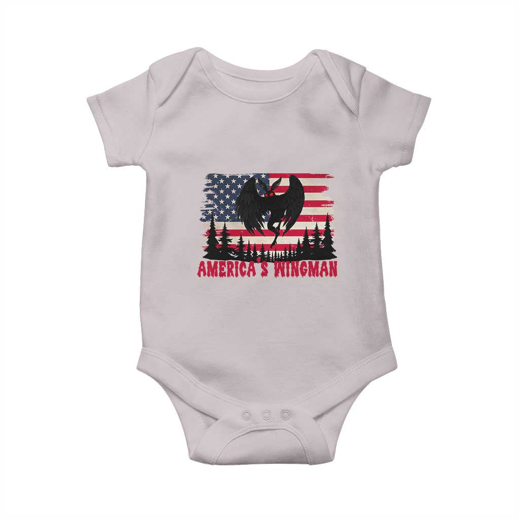 Mothman Americas Wingman Baby Onesie Funny Patriotic Cryptid TS12 Ice Gray Print Your Wear