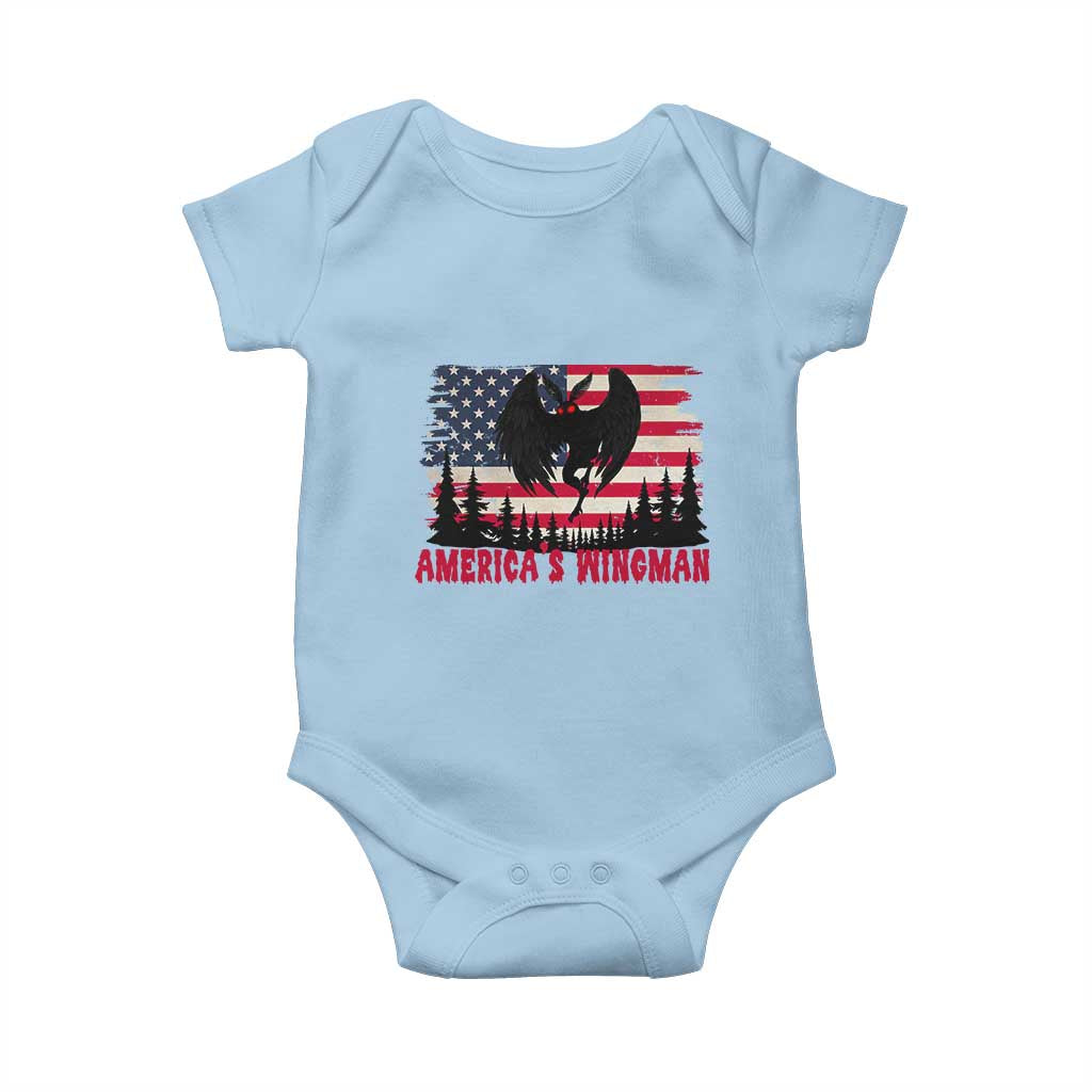 Mothman Americas Wingman Baby Onesie Funny Patriotic Cryptid TS12 Light Blue Print Your Wear