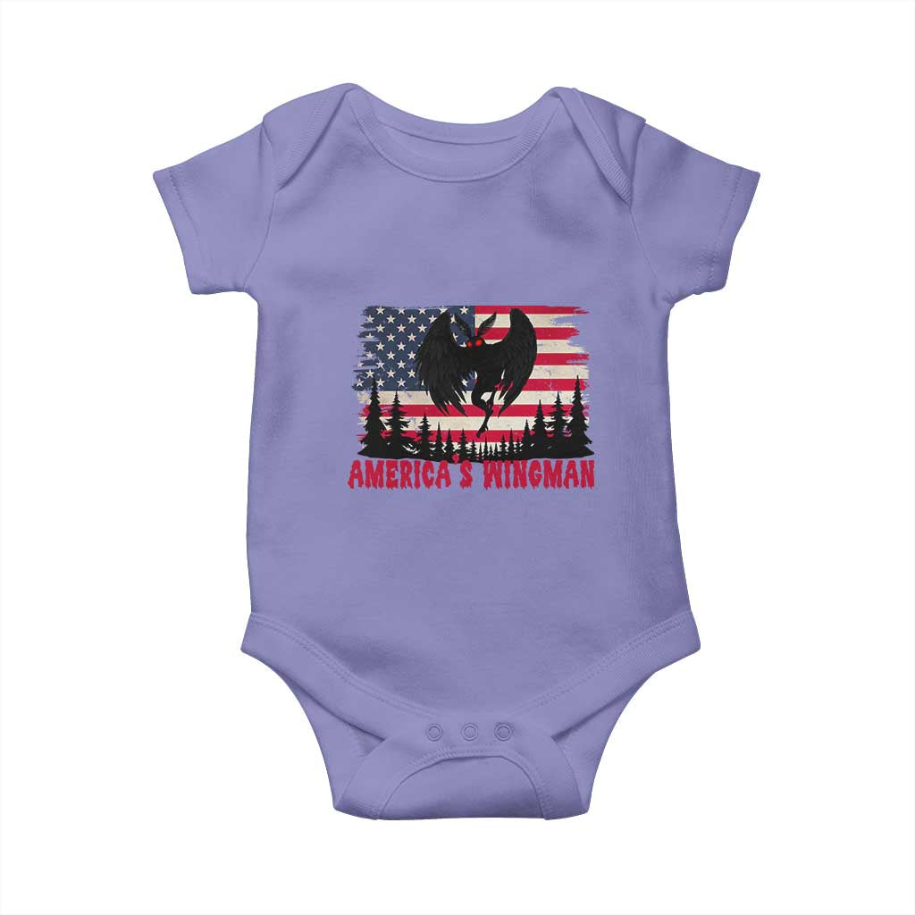 Mothman Americas Wingman Baby Onesie Funny Patriotic Cryptid TS12 Violet Print Your Wear