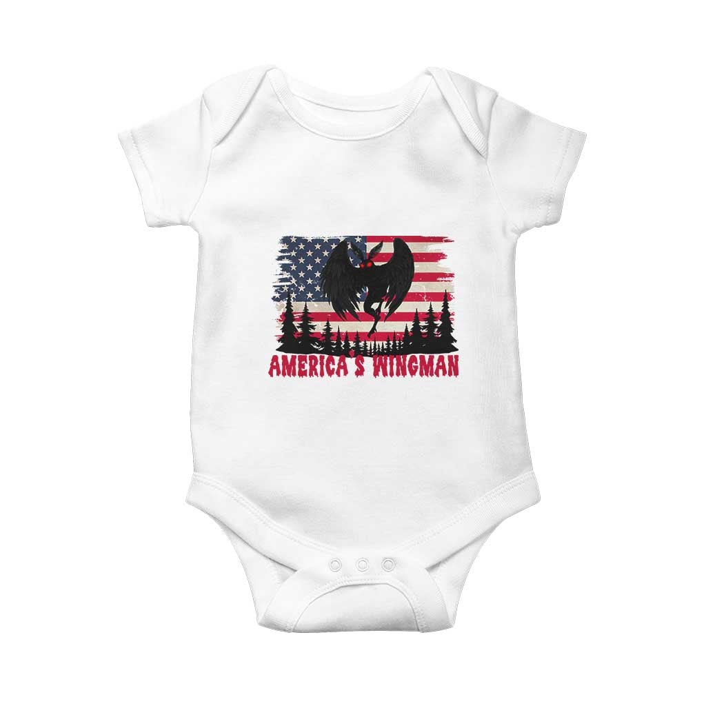 Mothman Americas Wingman Baby Onesie Funny Patriotic Cryptid TS12 White Print Your Wear