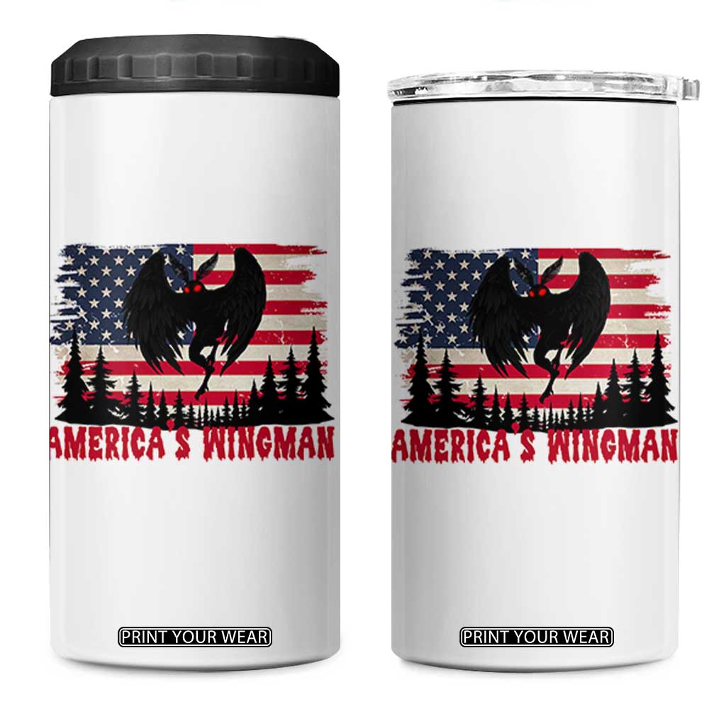 Mothman Americas Wingman 4 in 1 Can Cooler Tumbler Funny Patriotic Cryptid TS12 One Size: 16 oz White Print Your Wear